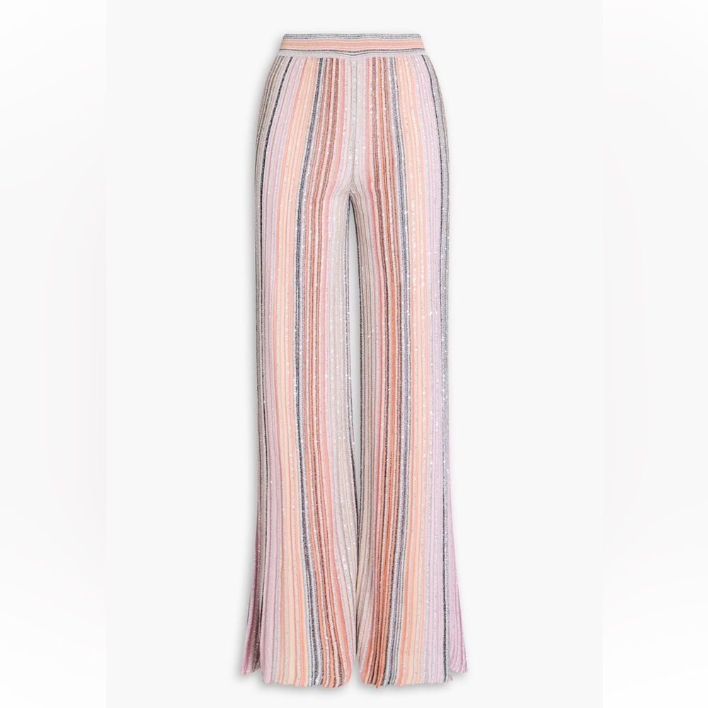 Missoni Pink Knit Sequin Striped Pants